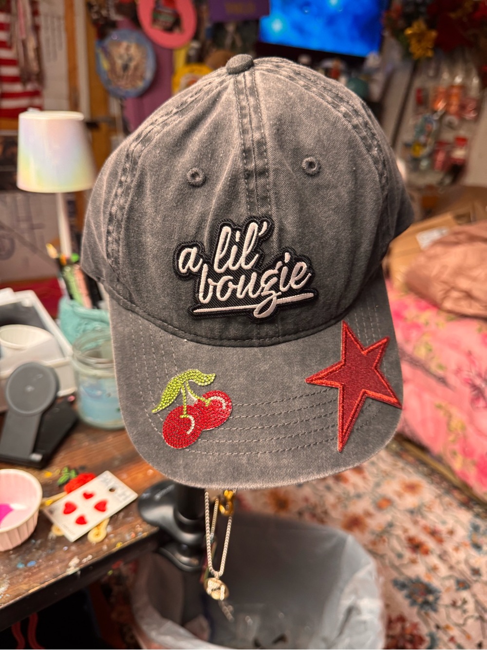a lil' bougie ladies Washed Black Patch Baseball Cap
